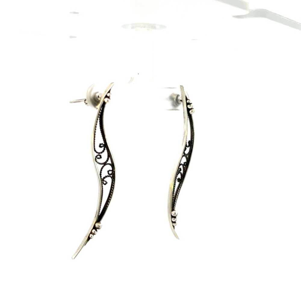 Filigree Swoosh Earring Sterling Silver - Picture 4 of 5
